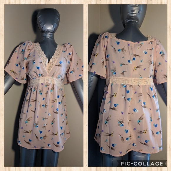 Suzanne Betro Tops - Suzanne Betro Peach floral lace blouse size medium